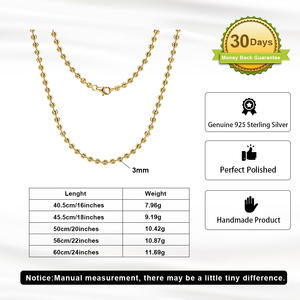 SC91 RINNTIN 925 Sterling <strong>Silver</strong> 0.8mm <strong>Moon</strong> Cut Bead Chain <strong>Necklace</strong> Fine Jewelry - Product Image 5