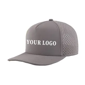 Unisex High Quality Snapback Caps Waterproof 6-Panel Pure Cotton Hip-Hop Hat with Laser Perforation Customized Logo Embroidery