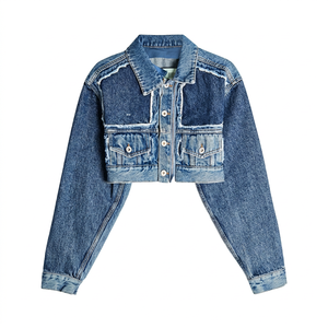 Veste en jean style workwear, col rabattu, poches, finition délavée, coupe classique, automne, matière coton - Product Image 1