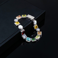 Bijoux en argent 925 Bracelet de créateur de luxe Plaqué or blanc Couleur fantaisie Zircon Stone