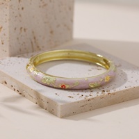 Gelang Enamel Lapis Emas 14k Berkualitas Tinggi, Model Manis dan Modis, Lapisan Tunggal, Gaya Cina Baru, Motif Tetesan Minyak Enamel