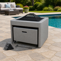 Ensemble de table de barbecue MGO 2 en 1 avec roues et écran anti-étincelles, design moderne, mobilier d'extérieur pour jardin et terrasse