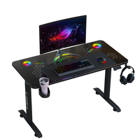 Escritorio Wquantum con Altura Ajustable, Superficie de Vidrio, RGB, para Videojuegos