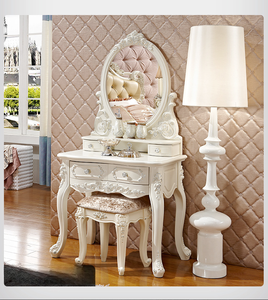 Mueble de tocador antiguo de estilo europeo, juego de tocador <span class=keywords><strong>con</strong></span> <span class=keywords><strong>espejo</strong></span> y taburete, mesa de maquillaje de madera de alta calidad - Product Image 6