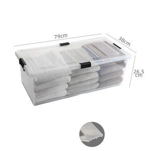 Caja de Almacenamiento Transparente CL194 para Debajo de la Cama con Ruedas, Caja de Plástico Plana Extra Grande para Edredones y Ropa de Cama - Product Image 2