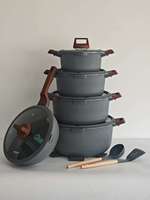Ensemble de 15 ustensiles de cuisson fiables en aluminium, comprenant une casserole de 32 cm et une poêle à frire profonde de 28 cm, antiadhésifs, fabrication chinoise, pour la maison, les fêtes et les événements