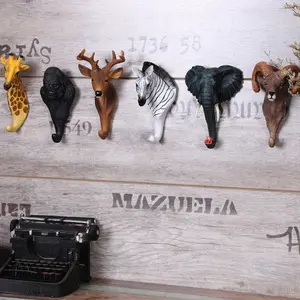 Hogar creativo Vintage decoración café Bar tienda montado Animal pared colgante gancho colgador bolsa llaves ropa titular