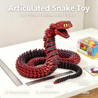 Juguete de Serpiente Impreso en 3D con Articulaciones Móviles, Modelo de Reptil Flexible, Figura de Animal de Plástico, Adorno de Escritorio para Niños