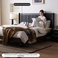 Lit double moderne en chêne massif de style français vintage, cadre de lit king-size rétro de luxe à profil bas, personnalisable OEM