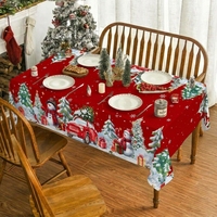 Nappe de Noël rouge personnalisée avec camion, style vintage, pour la ferme, bonhomme de neige, cadeau, couverture de table à manger, fabricant d'usine