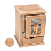 Urne funéraire moderne de luxe en bois écologique pour animaux de compagnie, avec fenêtre magnétique pour photo, tiroir triangulaire, pour cendres de chien et de chat, personnalisable, prix d'usine