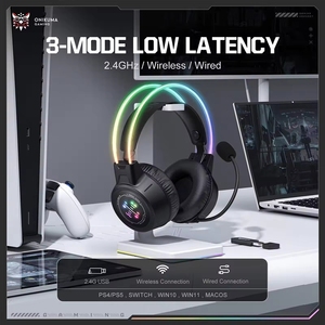 หูฟังเกมมิ่ง <span class=keywords><strong>ONIKUMA</strong></span> GT889 ไดรเวอร์ 50 มม. เสียงสเตอริโอ ไร้สาย 3 โหมด RGB 2.4G สายคาดศีรษะเรืองแสงแบบแขวน แบตเตอรี่ใช้งานได้ 60 ชั่วโมง - Product Image 3