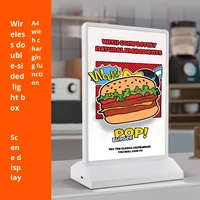 Taşınabilir A4/A5 çift taraflı LED şarj edilebilir ışık kutu reklam ekranı kurulu yemek masası lamba restoran ışık kutusu