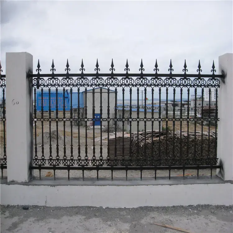 High quality wroght iron fence commercial grade cast iron fence grill design black material iron perimeter steel metal fence