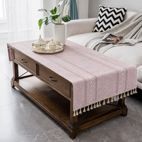 Nappe de chevet à franges, chemin de table rayé style ferme avec pompons pour commode de café