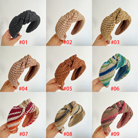 Bandeau de cheveux en paille à tricoter coréen femmes noeud tressé coloré cerceaux à tête large Eur-American Bow Knot bandeaux Diademas