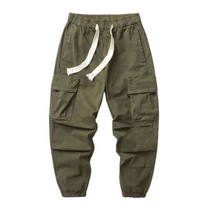 Customized Men's Loose Multi-Pocket Casual Pants Spring <b>Drawstring</b> Knitted Solid Color Fashionable Style High-quality <b>Trouser</b> - Product Image 1