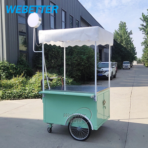 WEBETTER-Carrito de comida para café, <span class=keywords><strong>hamburguesas</strong></span> empujadas a mano, carrito de café de flores comercial al aire libre con paraguas - Product Image 1