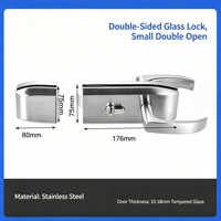 Serrure de porte en verre sans cadre antivol, structure robuste, serrure à levier pour porte en verre de bureau, poignée de sécurité pour cloison en verre