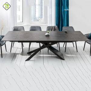 Produttore professionale personalizzato pietra pietra pietra lastra superiore <span class=keywords><strong>tavolo</strong></span> da pranzo sinterizzazione con le gambe Hardware vestito ristorante di lusso - Product Image 4