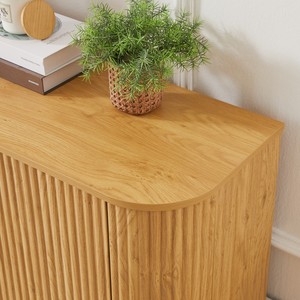 Mueble de TV Moderno Ondulado de 64 Pulgadas con Gabinete de Almacenamiento de Madera, Puertas con Apertura por Presión, Mueble Duradero y Ecológico para Sala de Estar - Product Image 5