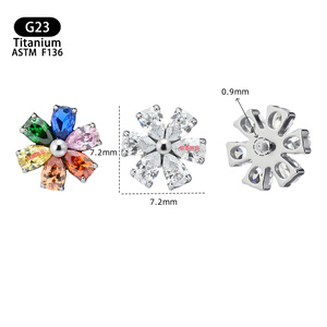 Boucles d'oreilles clous en titane G23 ASTM F136 avec incrustation de zircon, bijoux de piercing - Product Image 5
