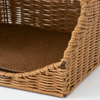 Lit pour chat en rotin PE YAOYUE, style tiroir tissé avec cadre en fer - Maison pour chat respirante et durable, 2 tailles