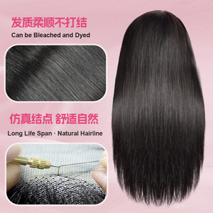 Capelli Umani Lisci per Parrucche, Completamente Intrecciati a Mano, Adatti per Permanente/Tintura, 18-30 <span class=keywords><strong>Pollici</strong></span>, per Europa, America e Africa - Product Image 3