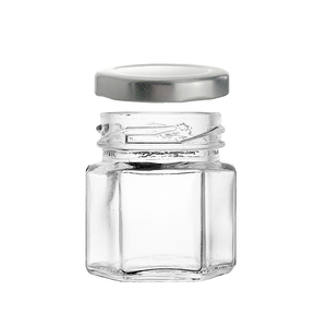 Mini bocaux en verre à vis hexagonale 6oz 180ml avec couvercles boutons noirs - Product Image 5