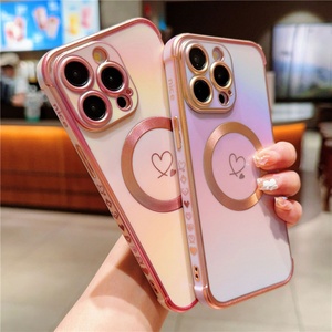 Funda para Teléfono con Diseño de Corazón y Degradado Brillante con Recubrimiento Láser para iPhone 17 16 15 14 13 12 11 Pro con Funda Magnética - Product Image 3