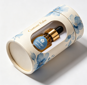 Custom Gold <b>Foil</b> Logo Round Paper Tube, High-End Cosmetic Perfume Packaging, White Cardboard Cylinder Box with Visual <b>Window</b> - Product Image 3