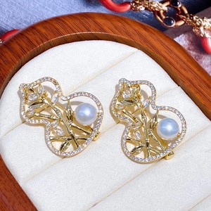 Broche plate en forme de fleur de gourde d'eau douce naturelle de 8 mm, bijoux Fulu avec légère imperfection, pour cadeaux, vente en gros - Product Image 2