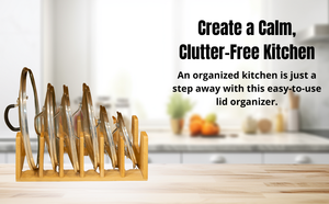 Bamboo Kitchen Cabinet Organizer Bamboo <b>Pot</b> Lid <b>Holder</b> Pan Rack Durable Storage Organizer for Cookware and Cutting Boards - Product Image 3