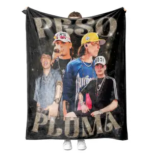 Top Selling Products 2024 Custom Peso Pluma American Concert Cover Sublimation Fluffy Travel Throw Blanket With Fans