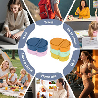 Boîte à lunch en silicone avec couvercle, compatible micro-ondes, 2 compartiments, boîte bento de qualité alimentaire pour enfants, pour conserver la fraîcheur