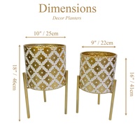 Ensemble de pots de fleurs modernes, 2 grands pots décoratifs, pots de fleurs artificielles, métal thermolaqué, légers, avec trous de drainage