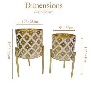Pots <span class=keywords><strong>de</strong></span> fleurs modernes, ensemble <span class=keywords><strong>de</strong></span> 2 grands pots avec support, pots décoratifs, pots en métal avec trous <span class=keywords><strong>de</strong></span> drainage <span class=keywords><strong>pour</strong></span> le <span class=keywords><strong>salon</strong></span> - Product Image 3