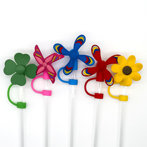 Nouveau 2026 – Accessoire de boisson en silicone écologique de 10 mm, style dessin animé, design personnalisé, coloré, avec embout de paille rotatif en forme de <span class=keywords><strong>moulin</strong></span> à <span class=keywords><strong>vent</strong></span> - Product Image 2