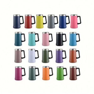 Mug à bière isotherme en acier inoxydable de 24 oz, écologique, portable, avec poignée, double paroi, revêtement poudré, design moderne - Product Image 3
