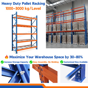 Groothandel zware palletrekken 5 lagen 3000KG drievoudige ondersteuning zwaarlastrekken magazijnrekken balkrek super zwaarlast schappen - Product Image 2