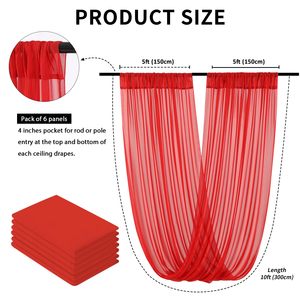 Fiestas Rojas, cortinas de boda, 2 paneles, 5x20FT, cortina de gasa, telón de fondo, cortinas de techo, decoración, arco de boda, tela drapeada - Product Image 5
