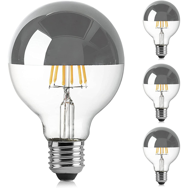 120V 4W Chrome Half LED Filament Bulb G25 E26 G80 B22 Base Aluminum Body for Home Decorative