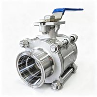 Vanne à boisseau sphérique sanitaire 3 pouces en acier inoxydable SS304, à raccord rapide Tri-Clamp, à plateforme haute, 3 pièces, de qualité alimentaire