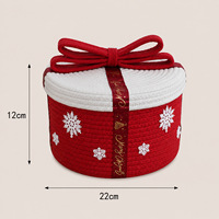 Panier de rangement rond en corde de coton pour Noël, organisateur de bureau pour articles divers, collations, cosmétiques