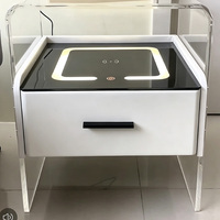 Table de chevet flottante en acrylique transparent avec chargeur sans fil, table de chevet intelligente moderne pour le rangement de la chambre