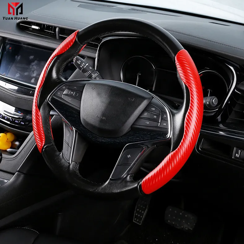 Separated Half Carbon Fiber Car Steering Wheel Cover Non-Slip Steering Cover Protector Anti Dust Washable Interior Accessories