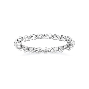 Anillos de Boda CANNER de 2 mm con Circonita Cúbica, Anillos de Compromiso Apilables de Eternidad Completa, Plata de Ley S925 - Product Image 1