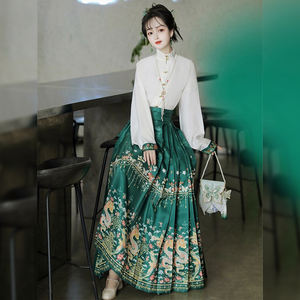 ชุดฮั่นฝูจีนสุดหรู ลายมังกรและนกฟีนิกซ์ปักดิ้นทอง พร้อมกระโปรงทรงม้า + <span class=keywords><strong>เสื้อ</strong></span>คลุม ชุดประจำชาติแบบดั้งเดิมสำหรับเทศกาลตรุษจีนสำหรับ<span class=keywords><strong>ผู้หญิง</strong></span> - Product Image 2