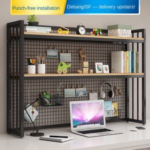 Étagère à double niveau avec <span class=keywords><strong>grille</strong></span>, bibliothèque multi-niveaux en <span class=keywords><strong>fer</strong></span> <span class=keywords><strong>forgé</strong></span>, rangement de table sur le bureau de la résidence universitaire - Product Image 5