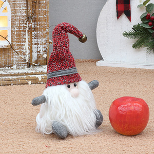 Poupées en tissu de Noël avec chapeau rouge et gris, décoration intérieure, poupées écologiques pour cadeau de fêtes - Product Image 3